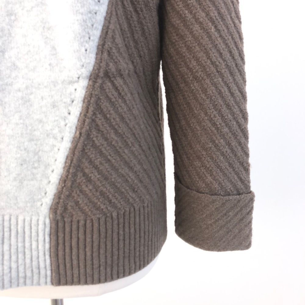 French Connection Color Block Oversized Crewneck Sweater in Ivory, Grey & Brown - Picture 5 of 13